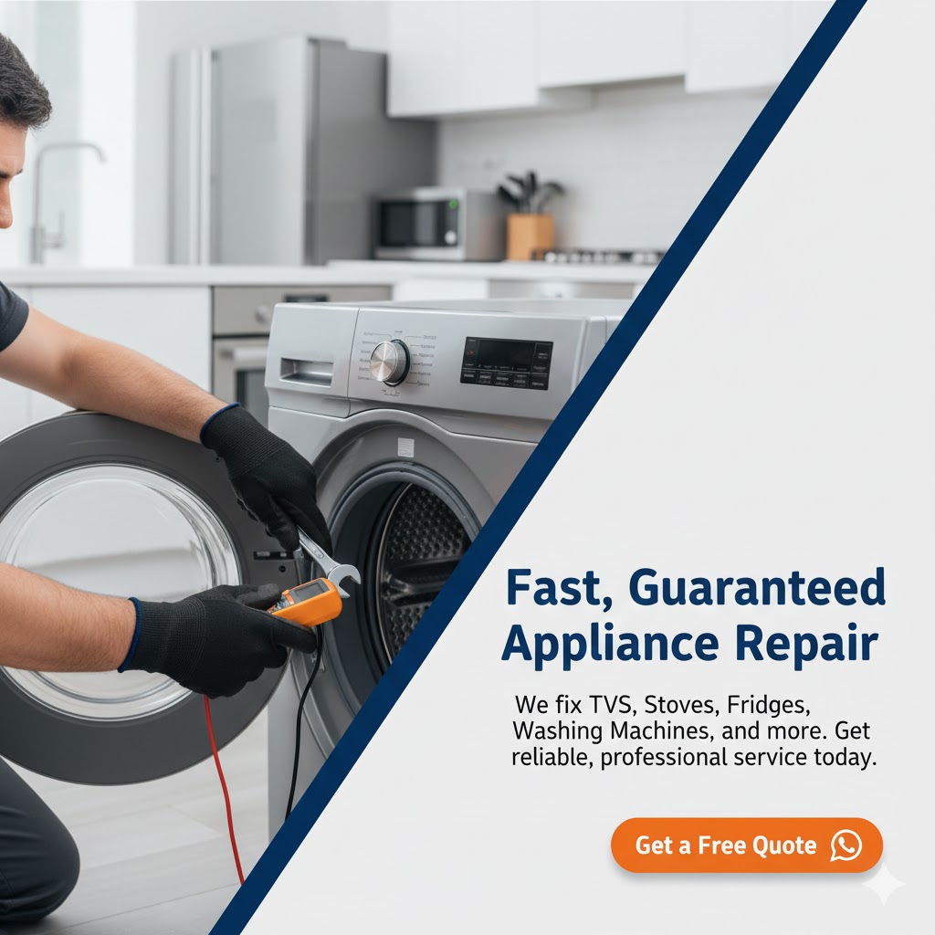 Refrigerator repair technician working